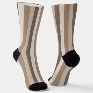 Neutral Earth Tones Stripes Pattern Design Socks
