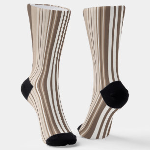 Neutral Earth Tones Stripes Pattern Design Socks