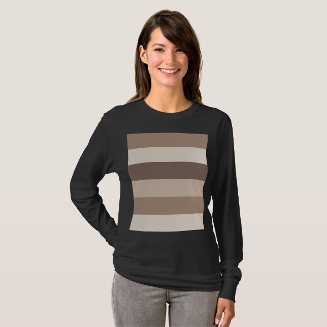 Neutral Earth Tones Stripes Pattern Design  T-Shirt (Front Full)