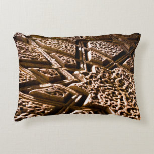 Neutral Earthy Brown Stars Decorative Cushion