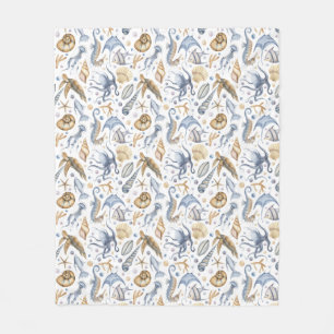 Neutral earthy colors pastel sea maritime fleece blanket