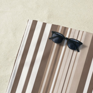 Neutral Earthy Tone Stripes Pattern Design Beach Towel