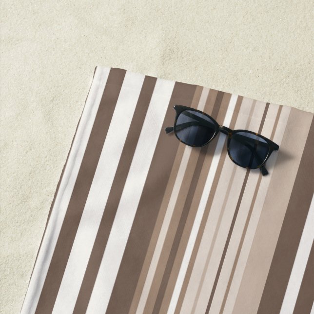 Neutral Earthy Tone Stripes Pattern Design  Beach Towel (In Situ)