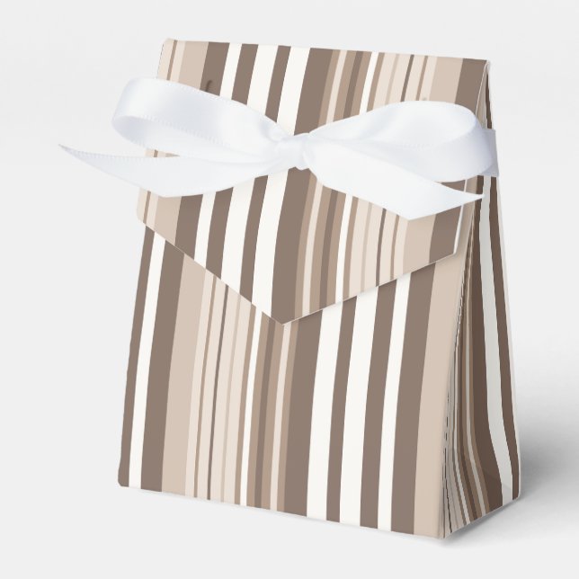 Neutral Earthy Tone Stripes Pattern Design  Favour Box (Front Side)