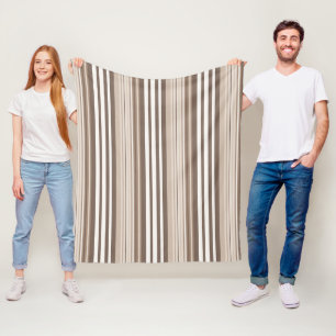 Neutral Earthy Tone Stripes Pattern Design Fleece Blanket