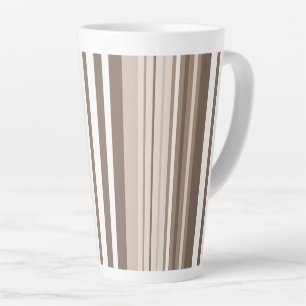 Neutral Earthy Tone Stripes Pattern Design Latte Mug
