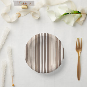 Neutral Earthy Tone Stripes Pattern Design  Paper Plate