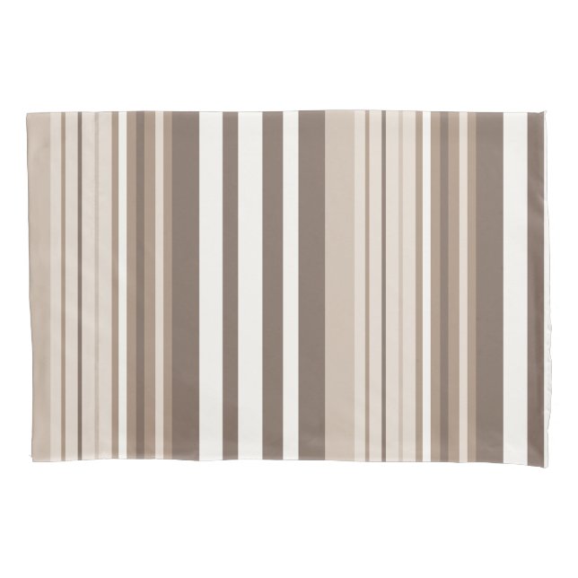 Neutral Earthy Tone Stripes Pattern Design  Pillowcase (Front)