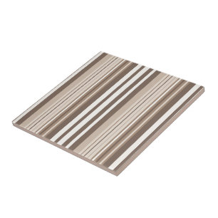 Neutral Earthy Tone Stripes Pattern Design Tile