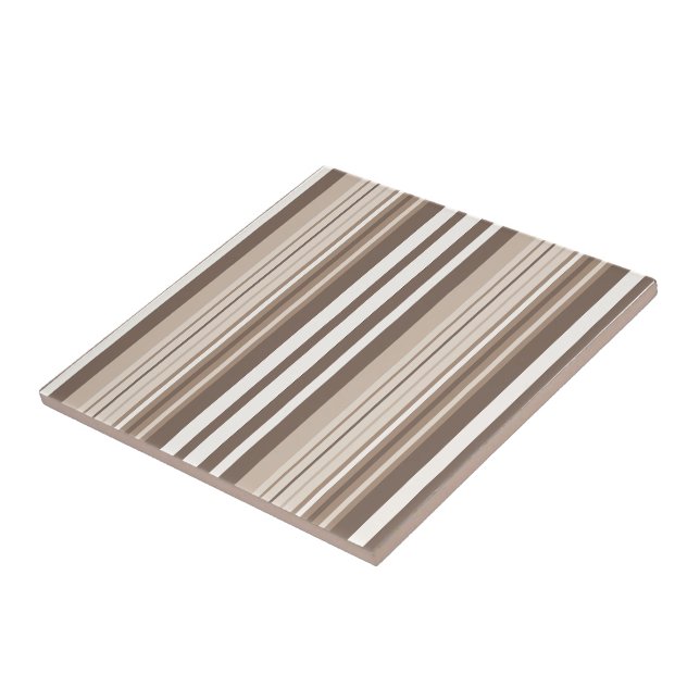 Neutral Earthy Tone Stripes Pattern Design  Tile (Side)