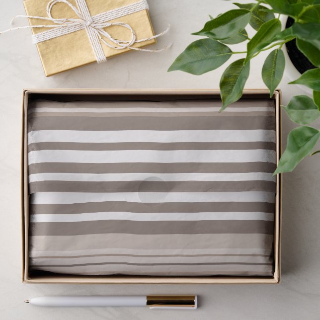 Neutral Earthy Tone Stripes Pattern Design  Tissue Paper (Gift)