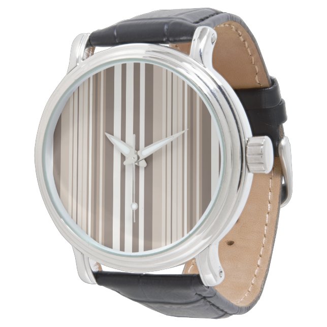 Neutral Earthy Tone Stripes Pattern Design  Watch (Angled)