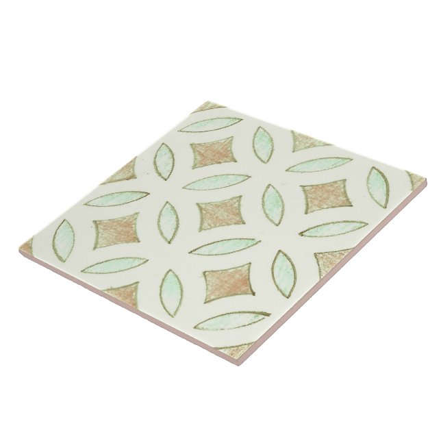 Neutral East Asian Floral Pattern Tile (Side)