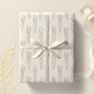 Neutral Easter Pattern Carrot Spring Garden Beige Wrapping Paper