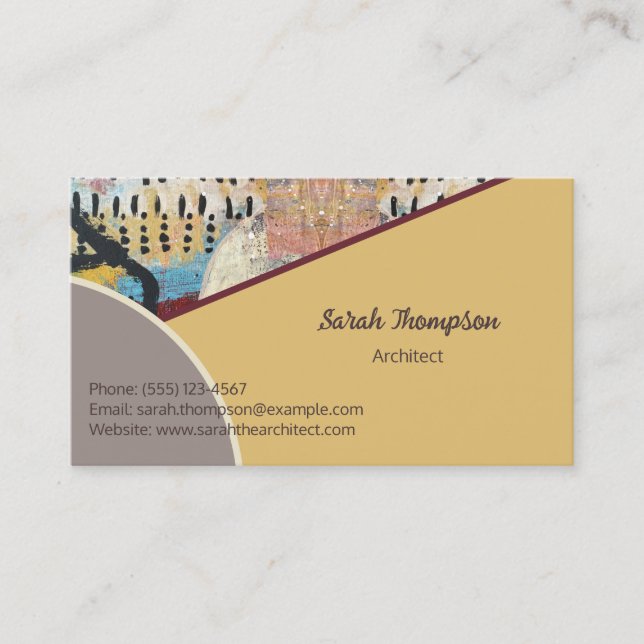 Neutral Elegance with Abstract Accents QR Code Business Card (Front)