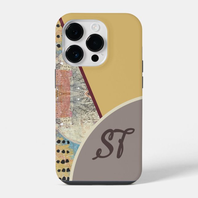 Neutral Elegance with Abstract Accents QR Code iPhone Case (Back)