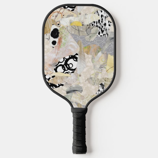 Neutral Elegant Abstract Collage Design Pickleball Paddle (Front)