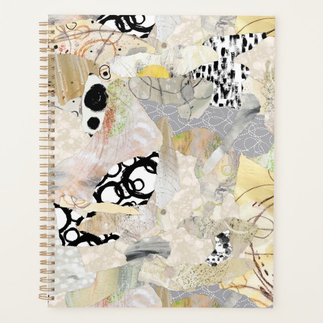 Neutral Elegant Abstract Collage Design Planner (Front)