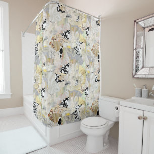 Neutral Elegant Abstract Collage Design Shower Curtain