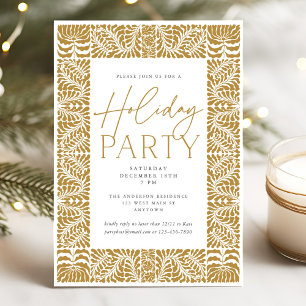 Neutral Elegant Arts & Crafts Style Holiday Party Invitation