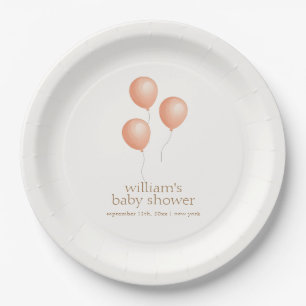 Neutral Elegant Boho Balloon Baby Shower Paper Plate