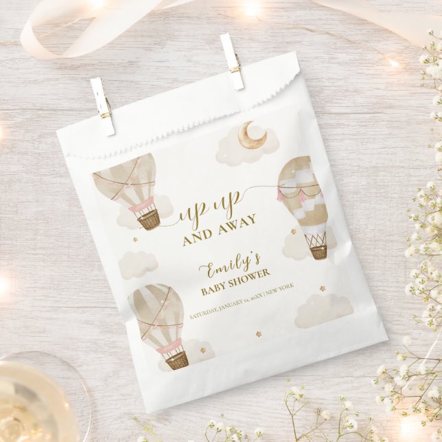 Neutral Elegant Boho Hot Air Balloon Baby Shower  Favour Bags (Clipped)