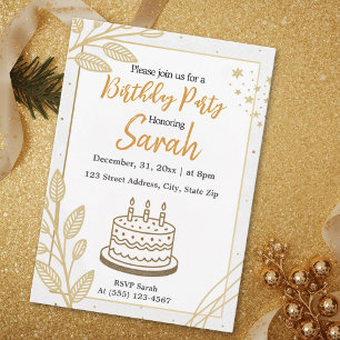 neutral elegant modern gold minimalist birthday invitation