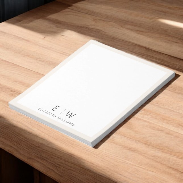 Neutral Elegant Modern Minimalist Monogram Name  Notepad (Creator Uploaded)