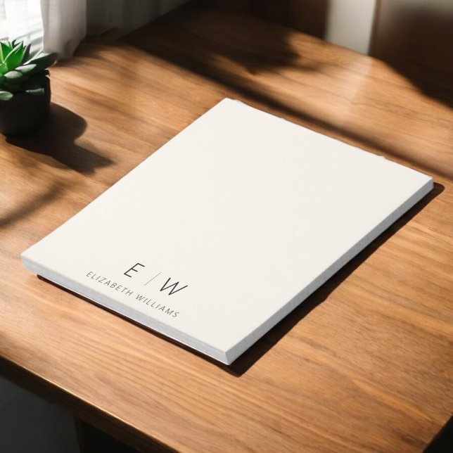 Neutral Elegant Modern Minimalist Monogram Name  Notepad (Creator Uploaded)