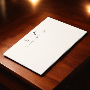 Neutral Elegant Modern Minimalist Monogram Name  Notepad