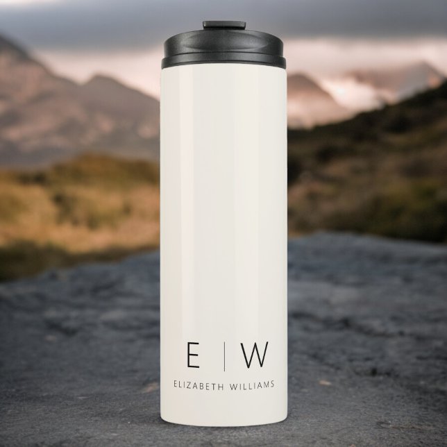 Neutral Elegant Modern Minimalist Monogram Name Thermal Tumbler (Creator Uploaded)