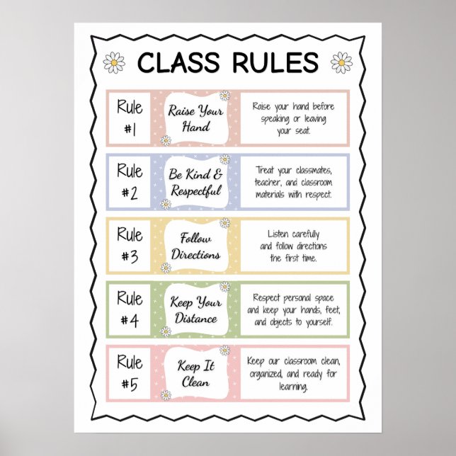 Neutral Elementary Classroom Rules & Expectations Poster (Front)