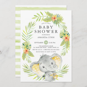Neutral Elephant Baby Shower Invitation