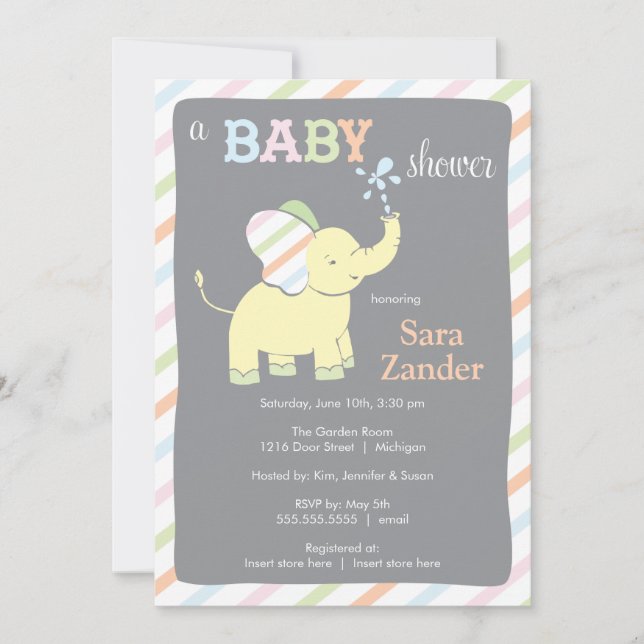 Neutral Elephant  |  Baby Shower Invitation (Front)