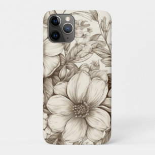 Neutral Farmhouse Sepia Floral Cream Botanical Case-Mate iPhone Case