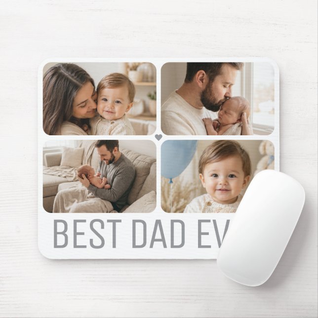 Neutral Father’s Day Photo Collage for Dad Mouse Pad (With Mouse)