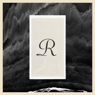 Neutral Faux Burlap Off White Monogrammed  Napkin