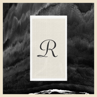 Neutral Faux Burlap Off White Monogrammed Napkin