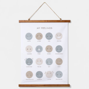Neutral Feelings Emotions Chart Classroom Decor Hanging Tapestry