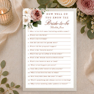 Neutral Floral Bridal Shower Game – Know the Bride