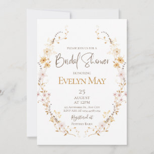 Neutral Floral Bridal Shower Invitation