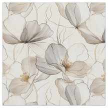 Neutral Floral Lines Fabric