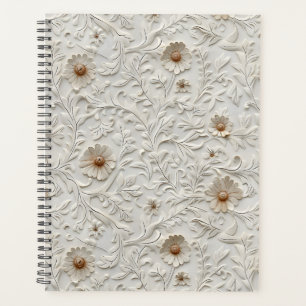 Neutral floral tooled leather planner