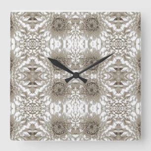Neutral Floral Wall Clock Elegant Farmhouse