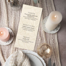 Neutral Floral Wedding Menu Card