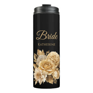 Neutral Flower Bouquet-Bride- Thermal Tumbler