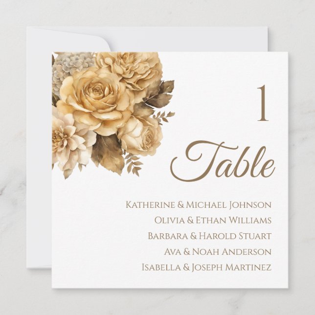 Neutral Flower Bouquet-Seating Chart Invitation (Front)