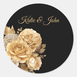 Neutral Flower Bouquet-Wedding- Classic Round Sticker