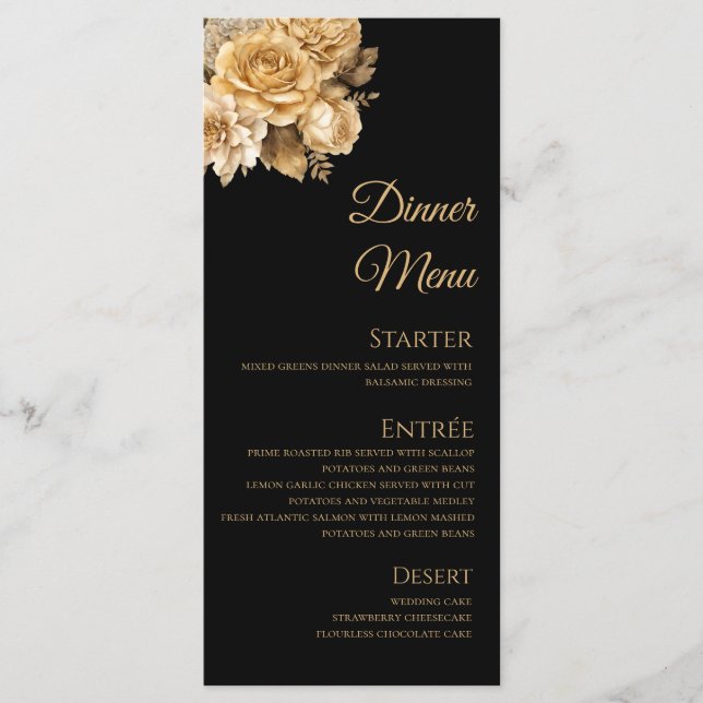 Neutral Flower Bouquet-Wedding Menu- Menu (Front)