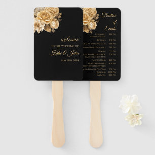 Neutral Flower Bouquet-Wedding Program- Hand Fan